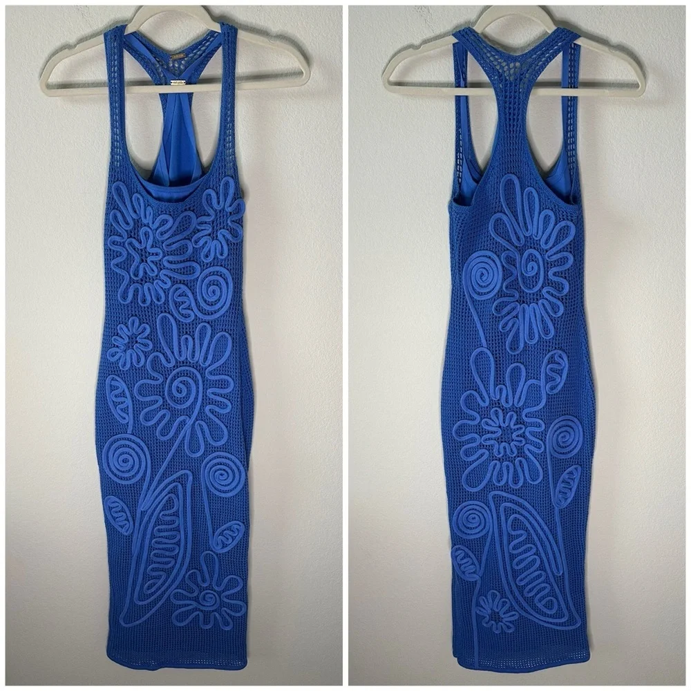 CULT GAIA Nissa Knitted Blue Sheath Midi Dress SZ S - Picture 3 of 8